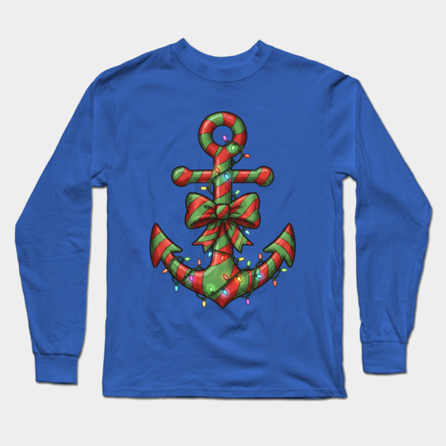 Merry Cruisemas - Anchor Christmas Long Sleeve T-Shirt by Creatifly Graphic Tees
