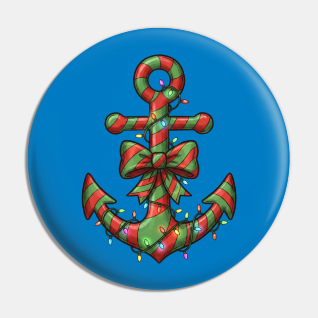 Merry Cruisemas - Anchor Christmas Pin by Creatifly Graphic Tees