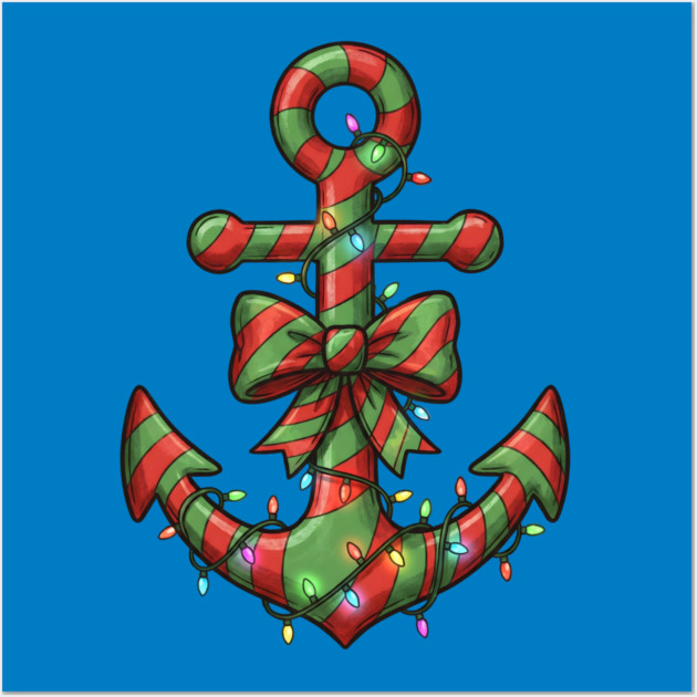 Merry Cruisemas - Anchor Christmas Wall Art by Creatifly Graphic Tees