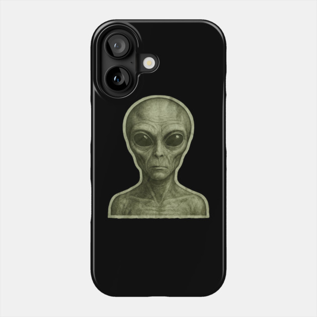 Green Alien Head, Sci-Fi Alien Design Phone Case by Pixel Threads 