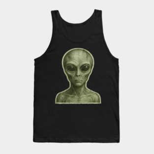 Green Alien Head, Sci-Fi Alien Design Tank Top