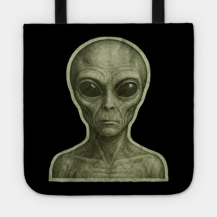 Green Alien Head, Sci-Fi Alien Design Tote