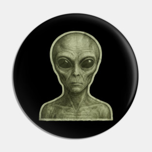 Green Alien Head, Sci-Fi Alien Design Pin