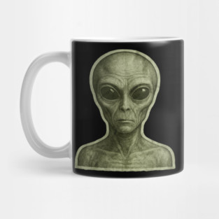 Green Alien Head, Sci-Fi Alien Design Mug