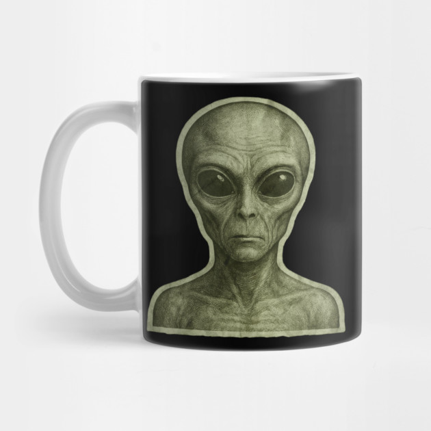 Green Alien Head, Sci-Fi Alien Design by Pixel Threads 