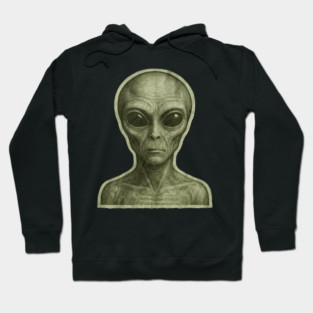Green Alien Head, Sci-Fi Alien Design Hoodie