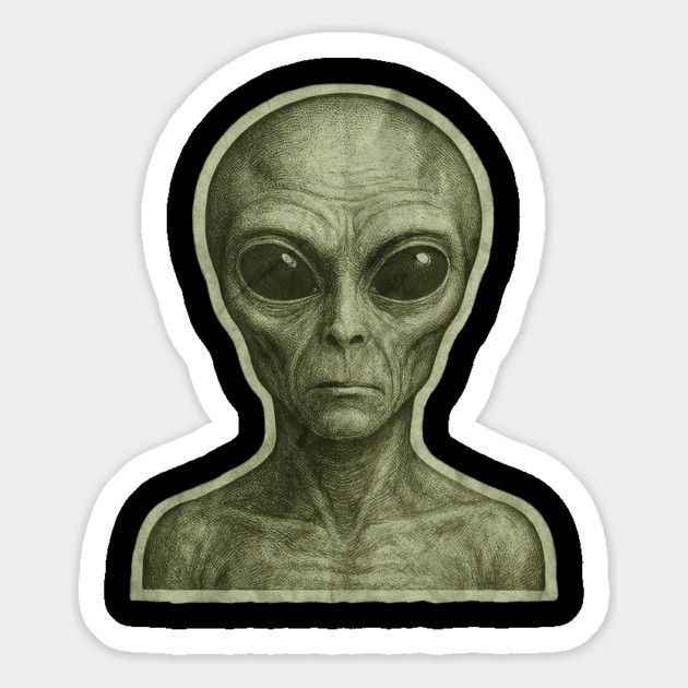 Green Alien Head, Sci-Fi Alien Design Magnet by Pixel Threads 