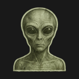 Green Alien Head, Sci-Fi Alien Design T-Shirt