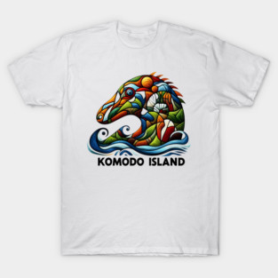 Komodo Island Minimal Cubism Art Print – Modern Abstract Indonesia Travel Poster T-Shirt