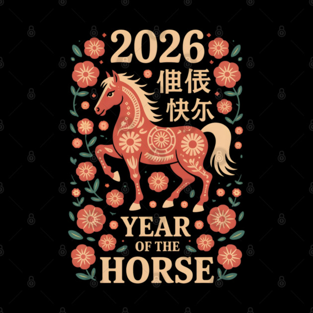 Chinese New Year 2026 Year of The Horse by Creatifly Graphic Tees