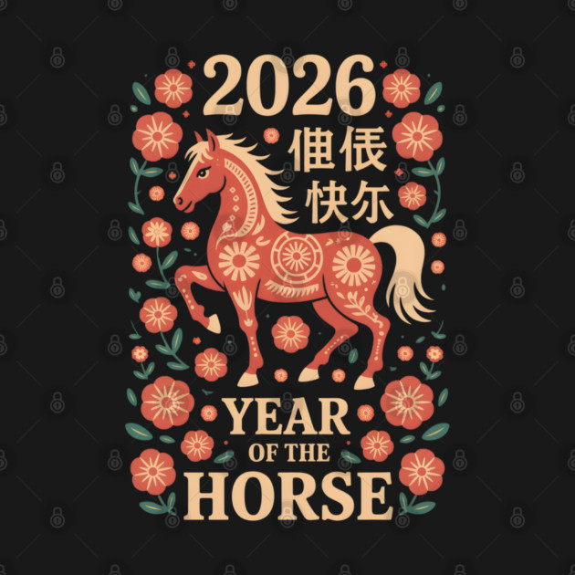 Chinese New Year 2026 Year of The Horse by Creatifly Graphic Tees