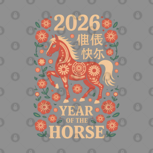 Chinese New Year 2026 Year of The Horse by Creatifly Graphic Tees