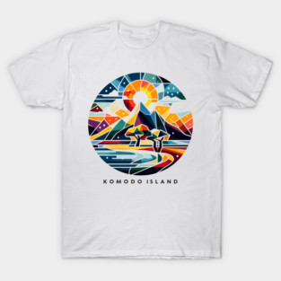 Komodo Island Minimal Cubism Art Print – Modern Abstract Indonesia Travel Poster T-Shirt