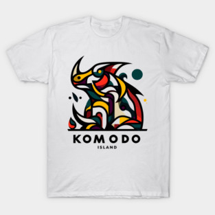 Komodo Island Minimal Cubism Art Print – Modern Abstract Indonesia Travel Poster T-Shirt