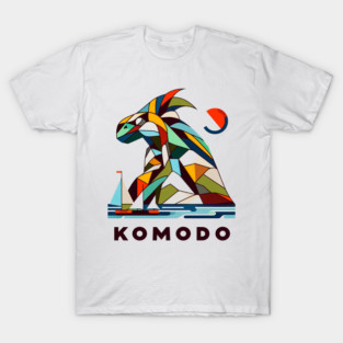 Komodo Island Minimal Cubism Art Print – Modern Abstract Indonesia Travel Poster T-Shirt