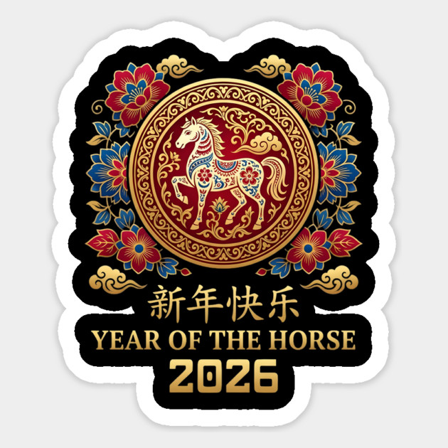 Chinese New Year 2026 Year Of The Horse Magnet by Creatifly Graphic Tees