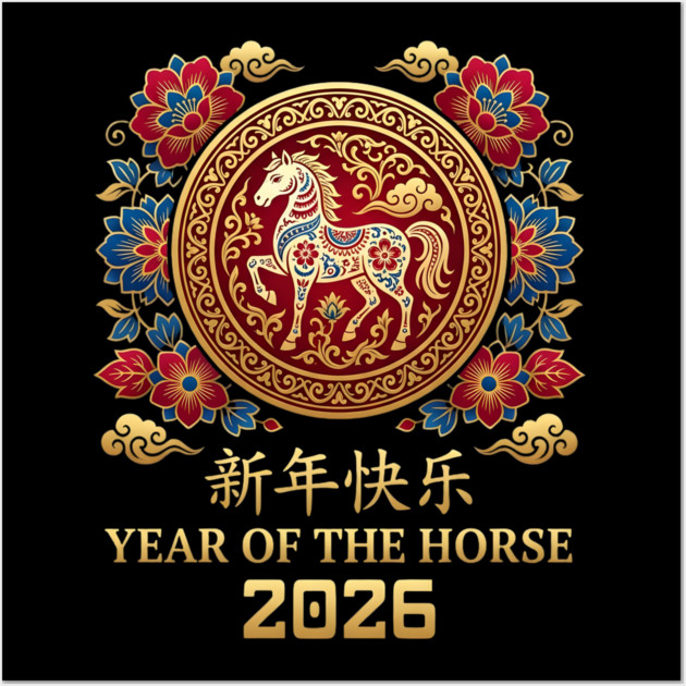 Chinese New Year 2026 Year Of The Horse Wall Art by Creatifly Graphic Tees