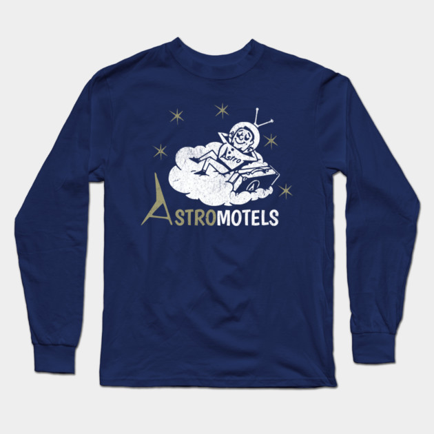 Vintage Hotel Matchbook Astro Motels 50s Retro Spaceman Long Sleeve T-Shirt by Yesteeyear