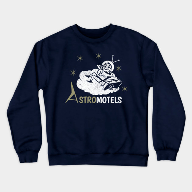 Vintage Hotel Matchbook Astro Motels 50s Retro Spaceman Crewneck Sweatshirt by Yesteeyear