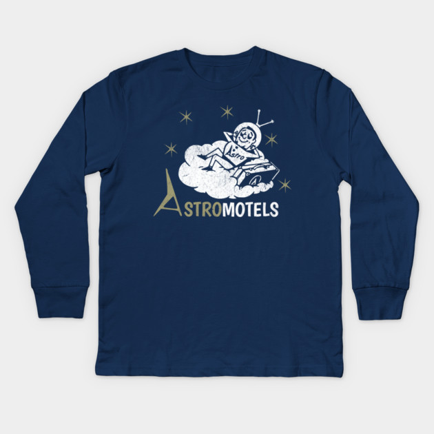 Vintage Hotel Matchbook Astro Motels 50s Retro Spaceman Kids Long Sleeve T-Shirt by Yesteeyear