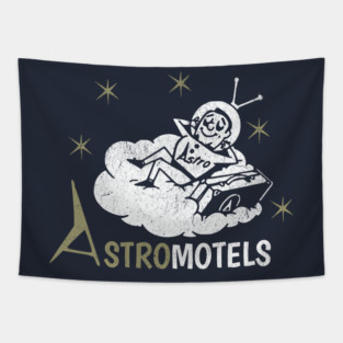 Vintage Hotel Matchbook Astro Motels 50s Retro Spaceman Tapestry