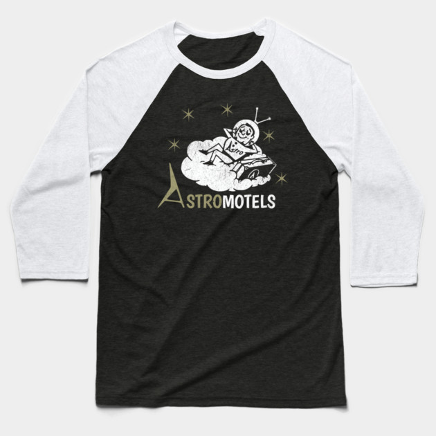 Vintage Hotel Matchbook Astro Motels 50s Retro Spaceman Baseball T-Shirt by Yesteeyear