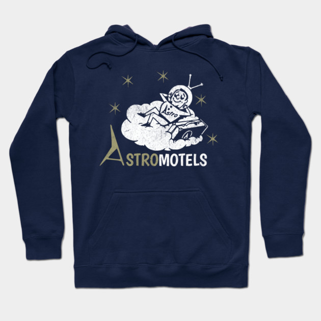 Vintage Hotel Matchbook Astro Motels 50s Retro Spaceman Hoodie by Yesteeyear
