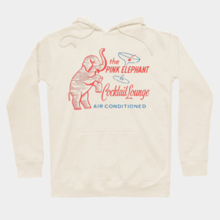 Retro Cocktail Lounge Matchbook Vintage Pink Elephant Hoodie