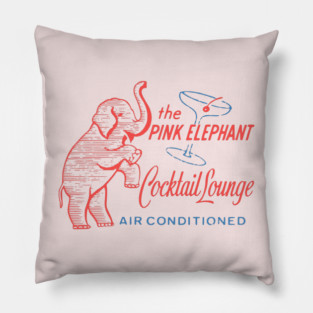 Retro Cocktail Lounge Matchbook Vintage Pink Elephant Pillow
