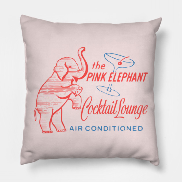 Retro Cocktail Lounge Matchbook Vintage Pink Elephant Pillow by Yesteeyear