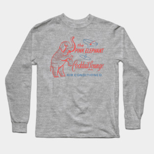 Retro Cocktail Lounge Matchbook Vintage Pink Elephant Long Sleeve T-Shirt