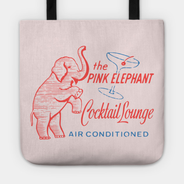 Retro Cocktail Lounge Matchbook Vintage Pink Elephant Tote by Yesteeyear