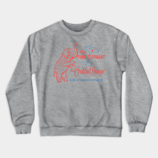 Retro Cocktail Lounge Matchbook Vintage Pink Elephant Crewneck Sweatshirt by Yesteeyear