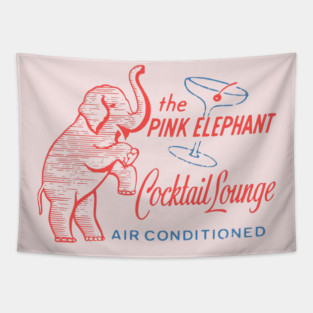 Retro Cocktail Lounge Matchbook Vintage Pink Elephant Tapestry