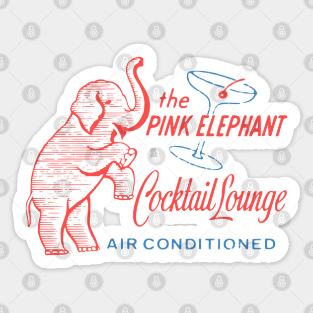 Retro Cocktail Lounge Matchbook Vintage Pink Elephant Sticker by Yesteeyear