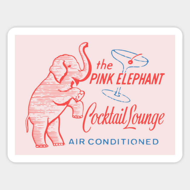 Retro Cocktail Lounge Matchbook Vintage Pink Elephant Magnet by Yesteeyear