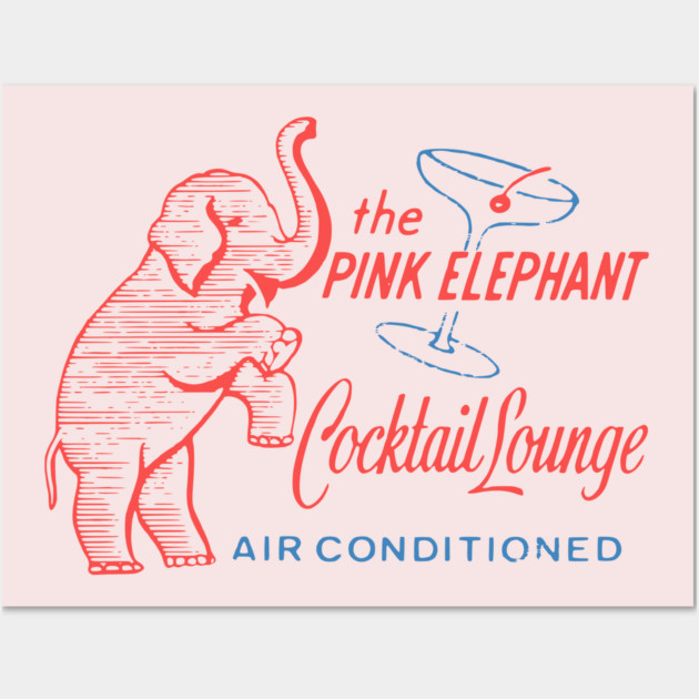 Retro Cocktail Lounge Matchbook Vintage Pink Elephant Wall Art by Yesteeyear
