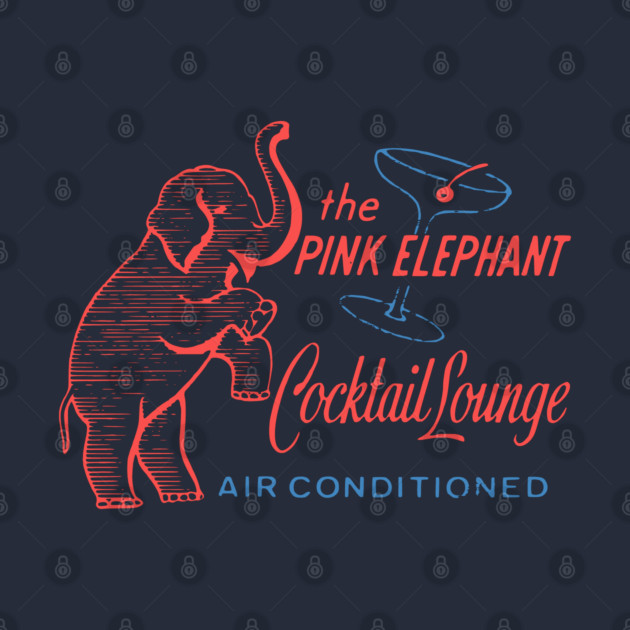 Retro Cocktail Lounge Matchbook Vintage Pink Elephant by Yesteeyear