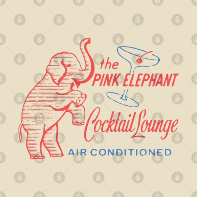 Retro Cocktail Lounge Matchbook Vintage Pink Elephant by Yesteeyear