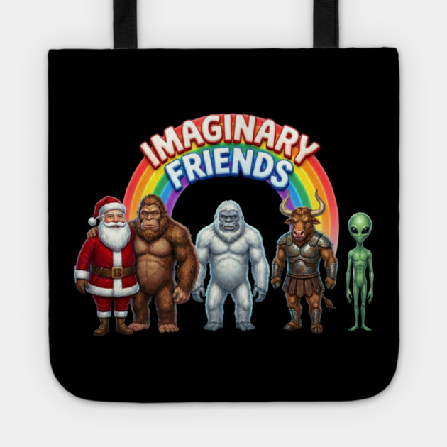 Imaginary Friends - Funny Cryptid & Mythical Creature Squad Tote by UrbanLifeApparel
