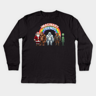 Imaginary Friends - Funny Cryptid & Mythical Creature Squad Kids Long Sleeve T-Shirt