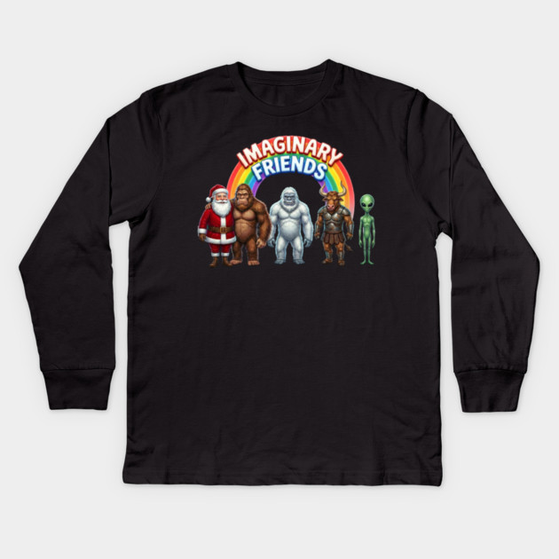 Imaginary Friends - Funny Cryptid & Mythical Creature Squad Kids Long Sleeve T-Shirt by UrbanLifeApparel