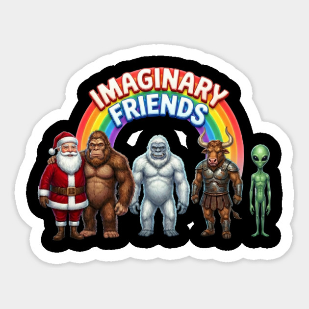 Imaginary Friends - Funny Cryptid & Mythical Creature Squad Magnet by UrbanLifeApparel