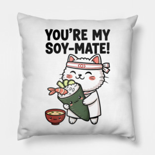 You’re My Soy-Mate Kawaii Sushi Cat Pillow