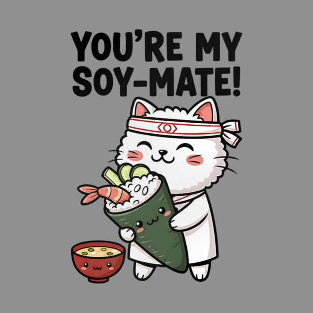 You’re My Soy-Mate Kawaii Sushi Cat by Designed By Marty