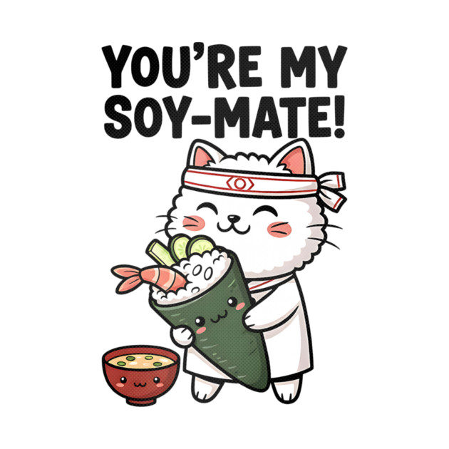 You’re My Soy-Mate Kawaii Sushi Cat by Designed By Marty