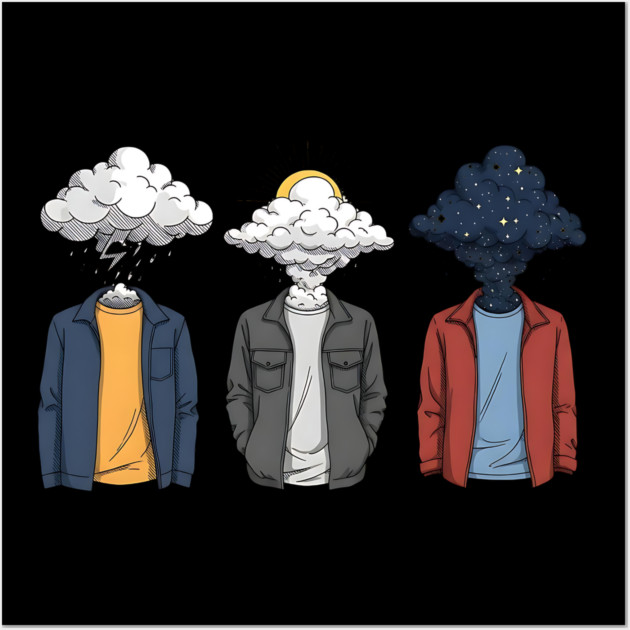 Weather Heads Storm Sun and Stars Surreal Art Wall Art by Designed By Marty