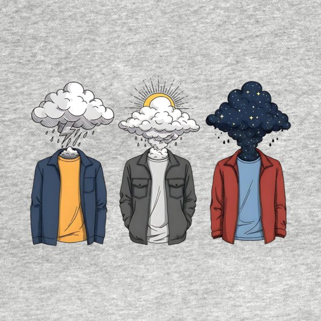 Weather Heads Storm Sun and Stars Surreal Art by Designed By Marty