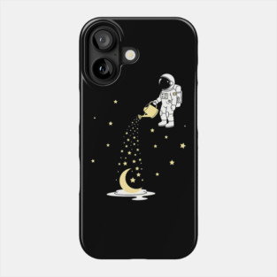 Lunar Botanist Astronaut Watering Moon and Stars Phone Case