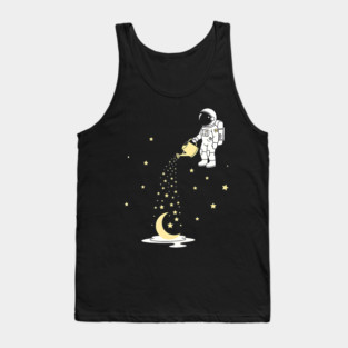 Lunar Botanist Astronaut Watering Moon and Stars Tank Top
